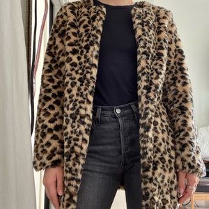 Leopard/cheetah faux fur jacket